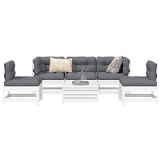6-dijelni set vrtnih sofa bijeli od masivne borovine