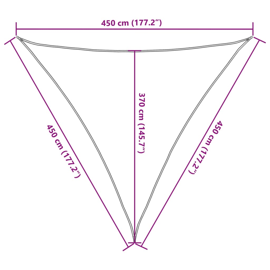 Jedro za zaštitu od sunca 160 g/m² Trokutasto Svijetlosivo 4,5x4,5x4,5 m HDPE