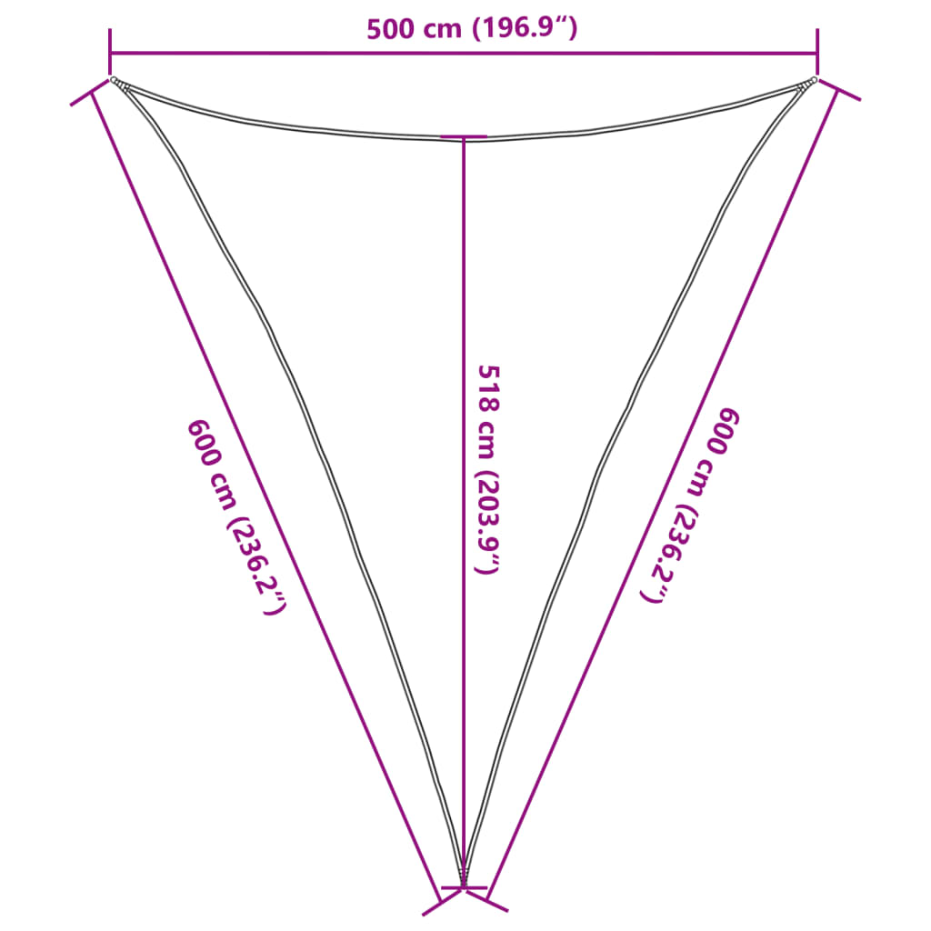 Jedro za zaštitu od sunca 160 g/m² Trokutasto svijetlosivo 5x6x6 m HDPE