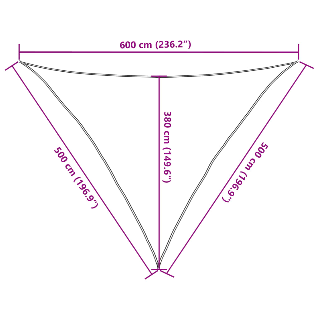 Jedro za zaštitu od sunca 160 g/m² Trokutasto svijetlosivo 5x5x6 m HDPE