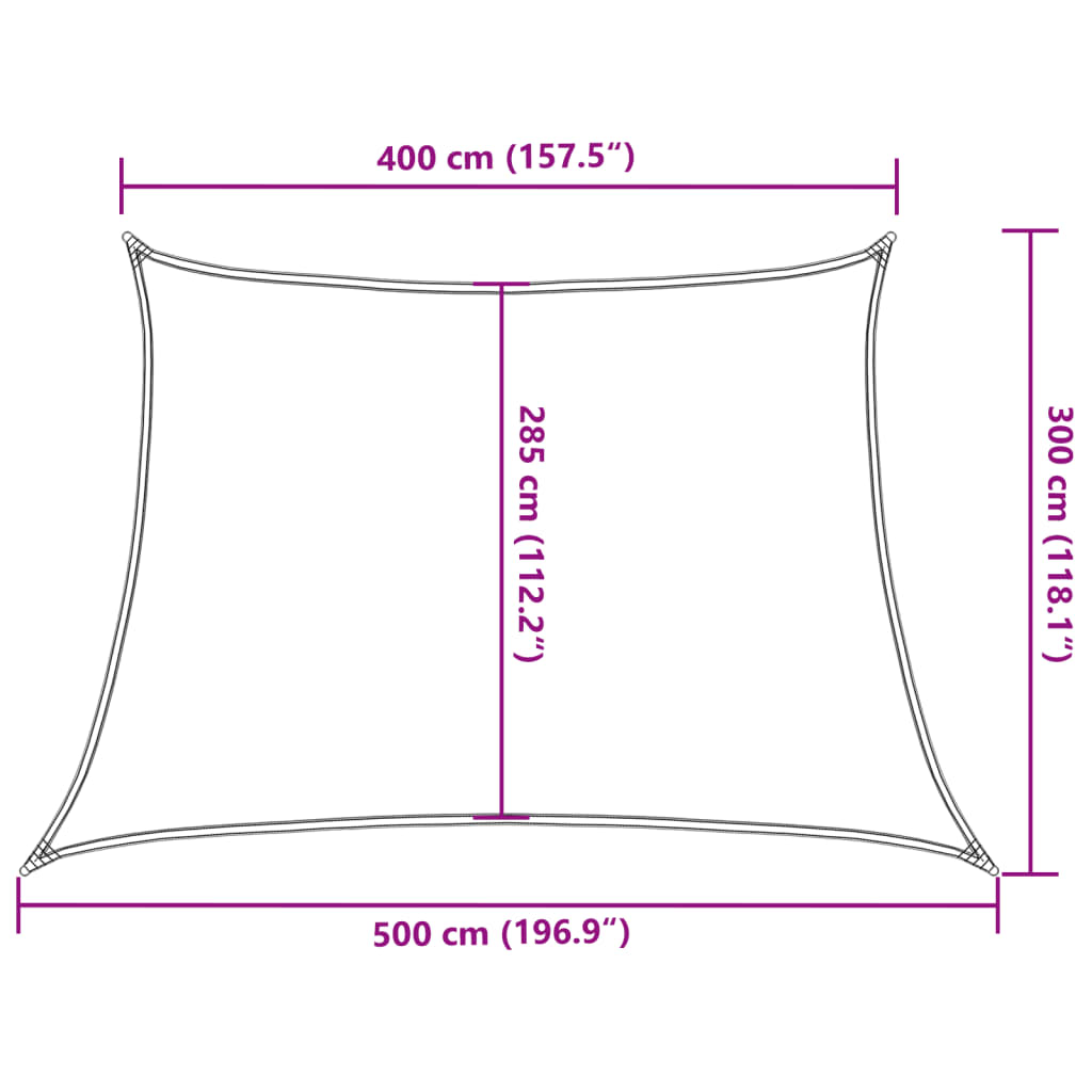 Jedro za zaštitu od sunca 160 g/m² Trapezoidni pijesak 4/5x3 m HDPE