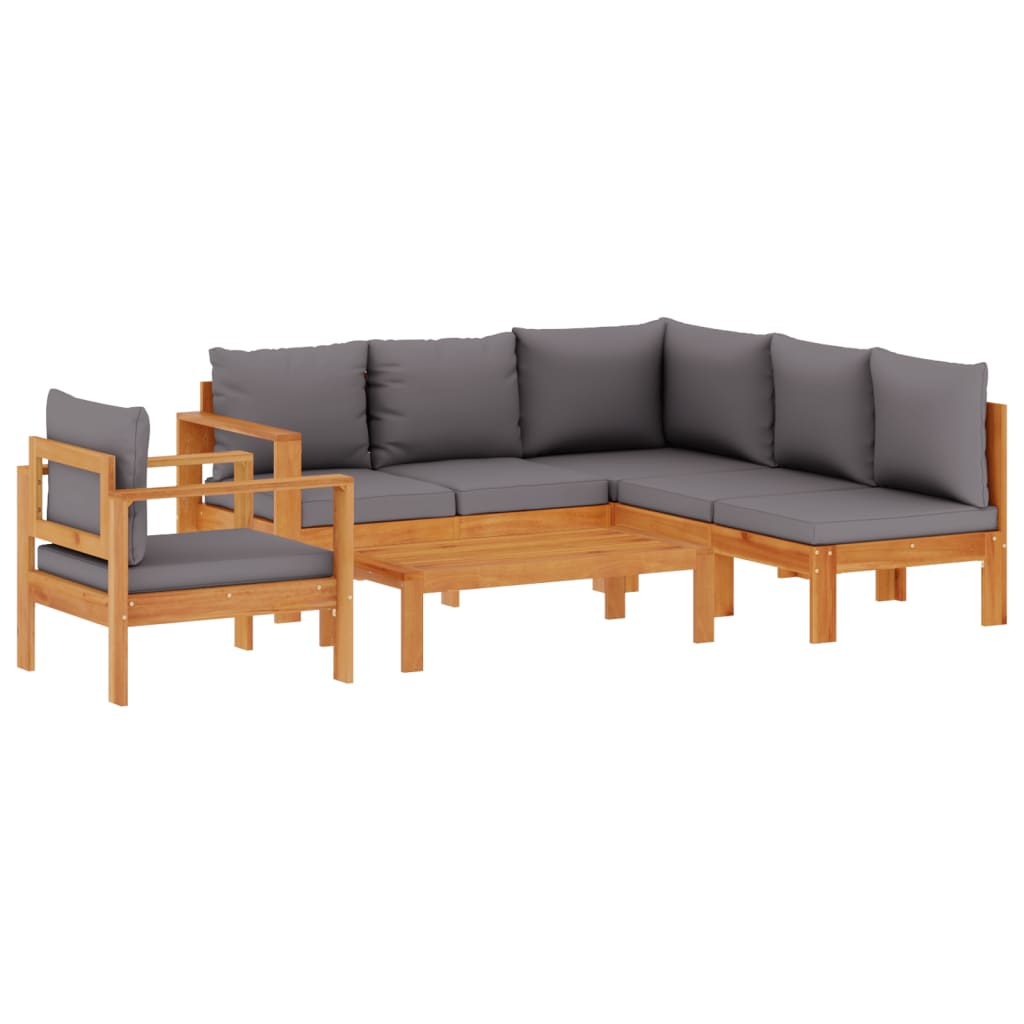 5-dijelna set vrtnih sofa od masivnog drva bagrema s jastucima Siva