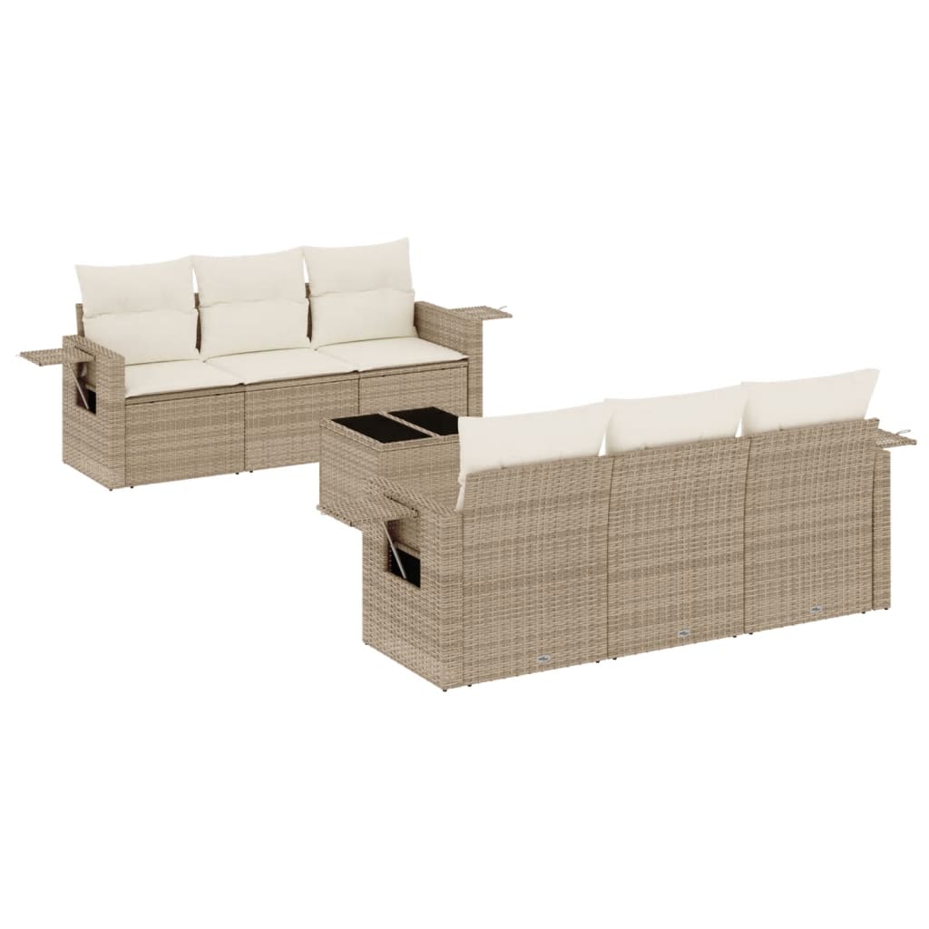 7-dijelni set vrtnih sofa od poliratana s jastucima bež 85 x 62 x 69 cm