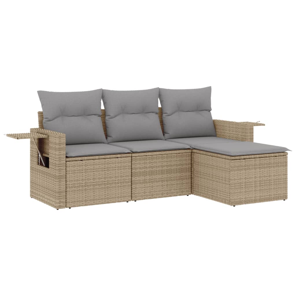 4-dijelni set vrtnih sofa s jastucima bež od poliratana