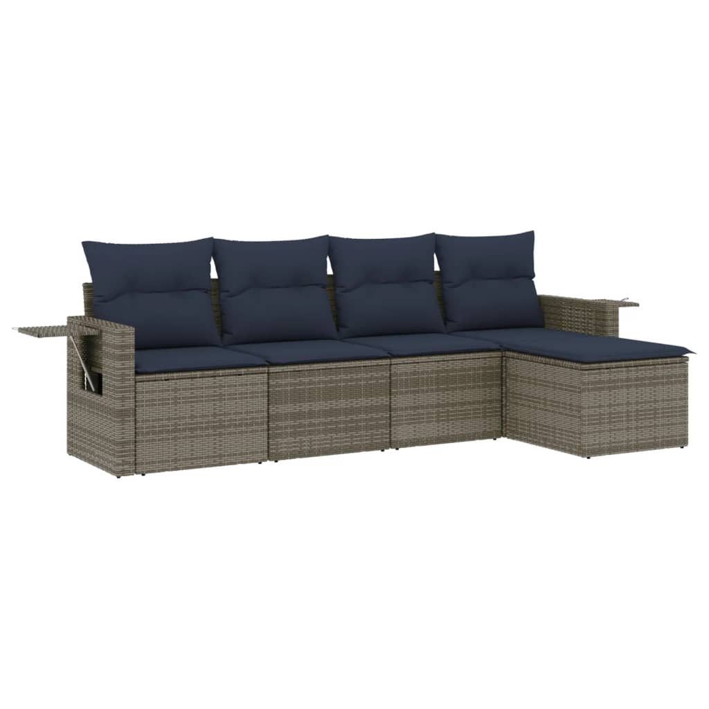 Vrtni set od 5 dijelova s jastucima, sivi poliratan