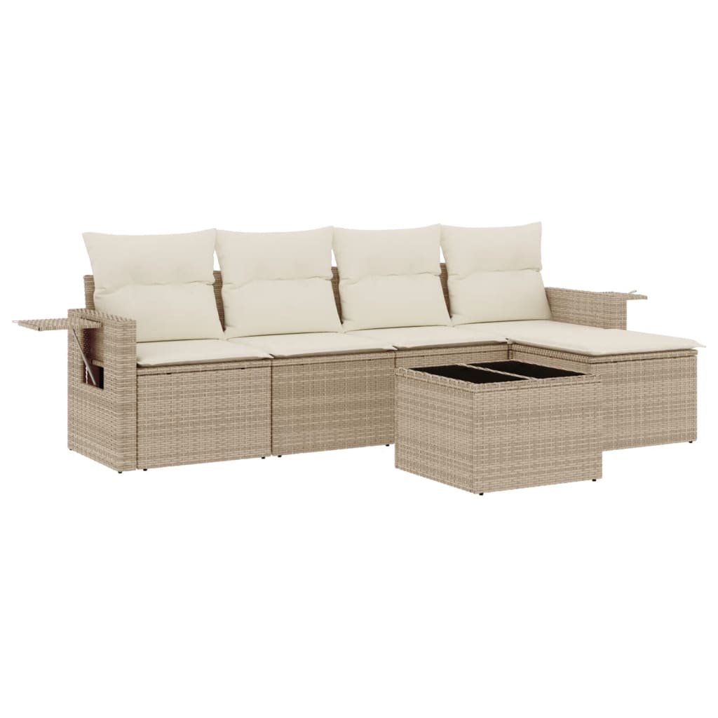 6-dijelni set vrtnih sofa s jastucima bež od poliratana 85 x 62 x 69 cm
