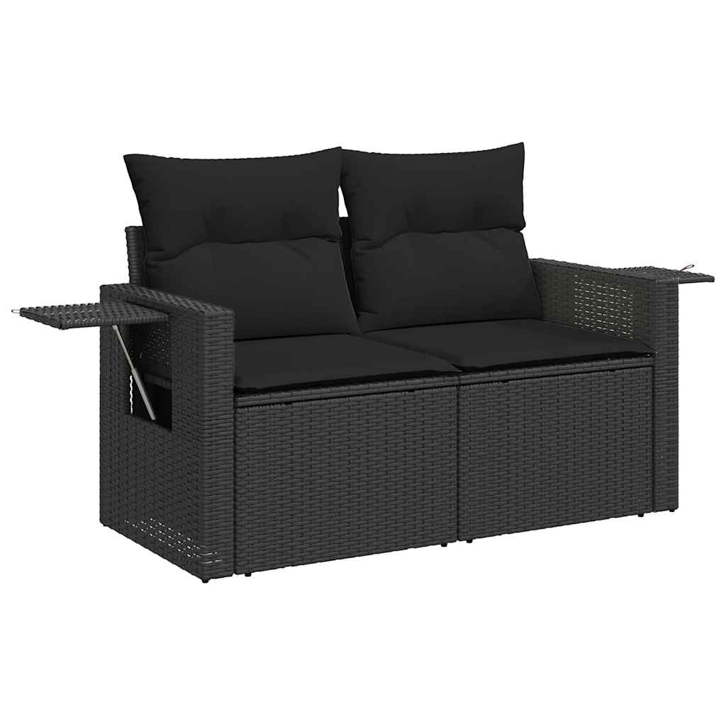 6-dijelni set vrtnih sofa s jastucima crni od poliratana Crna 85 x 62 x 69 cm