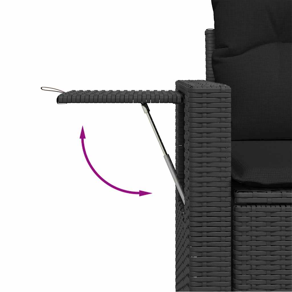 6-dijelni set vrtnih sofa s jastucima crni od poliratana Crna 85 x 62 x 69 cm