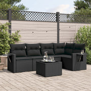 6-dijelni set vrtnih sofa s jastucima crni od poliratana Crna 85 x 62 x 69 cm