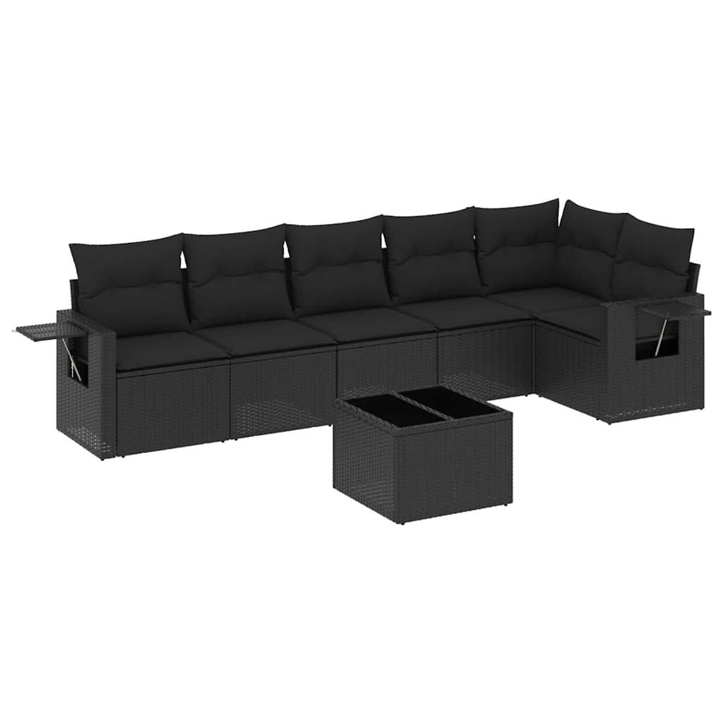 7-dijelni set vrtnih sofa od poliratana s jastucima crni Crna 85 x 62 x 69 cm