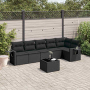 7-dijelni set vrtnih sofa od poliratana s jastucima crni Crna 85 x 62 x 69 cm