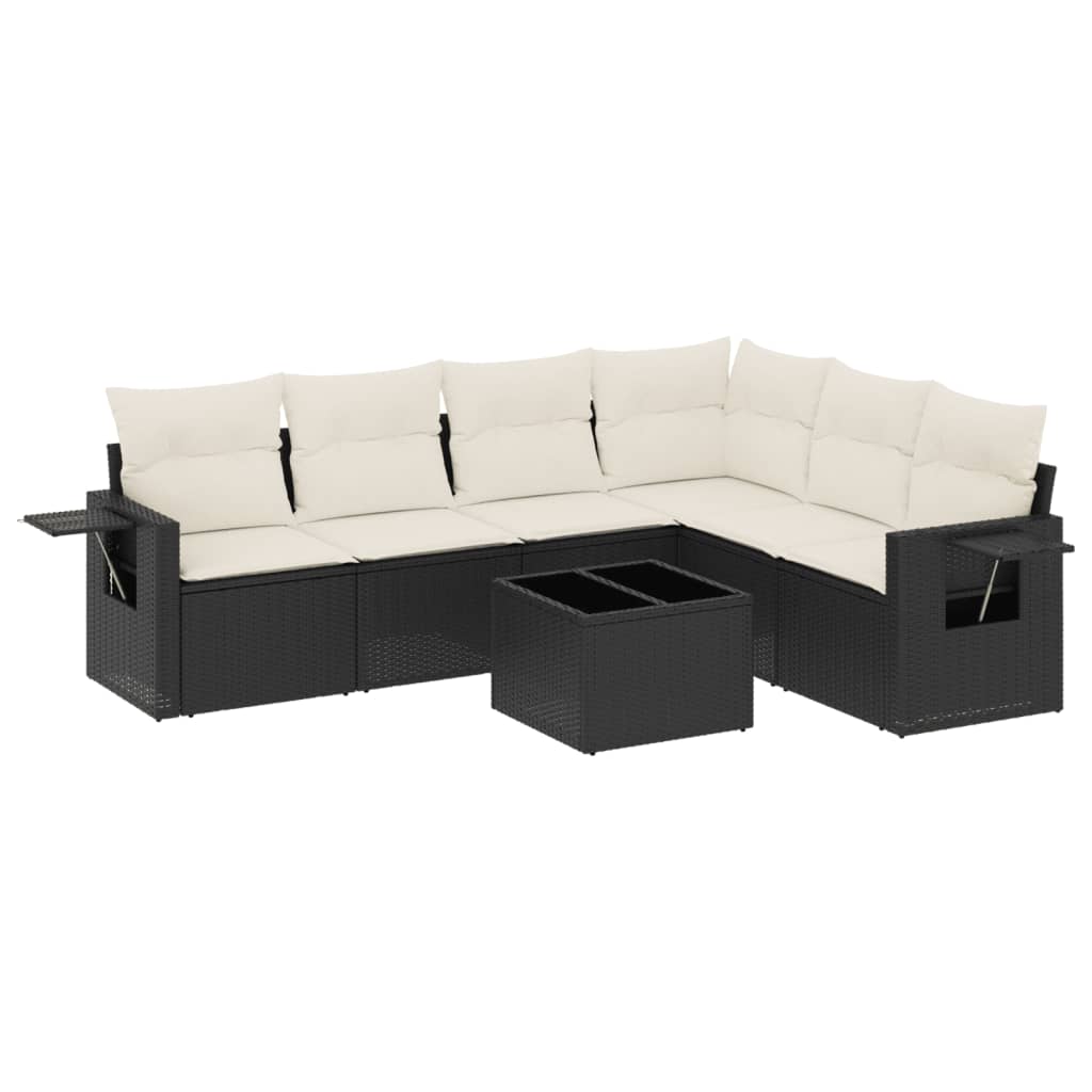 7-dijelni set vrtnih sofa od poliratana s jastucima crni Crna 85 x 62 x 69 cm
