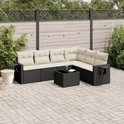 7-dijelni set vrtnih sofa od poliratana s jastucima crni Crna 85 x 62 x 69 cm