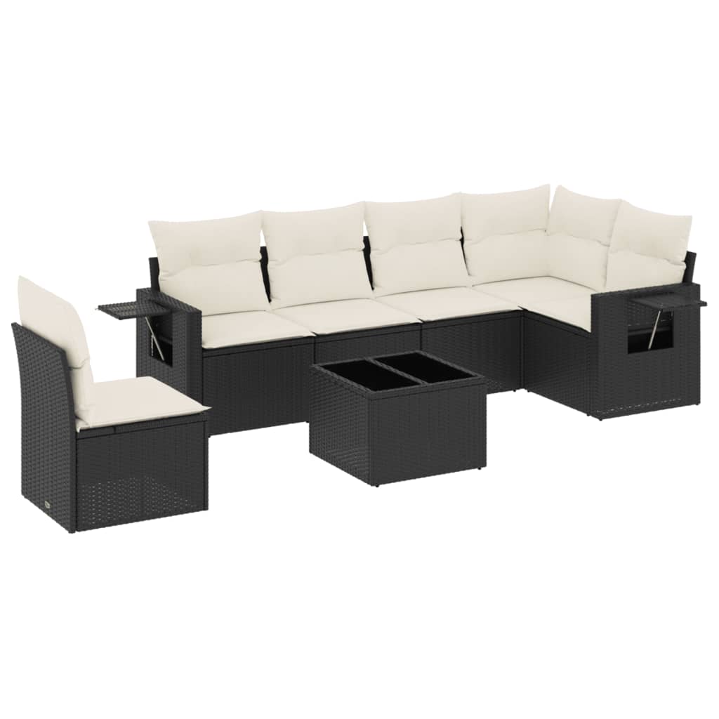 7-dijelni set vrtnih sofa od poliratana s jastucima crni Crna 85 x 62 x 69 cm