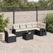 7-dijelni set vrtnih sofa od poliratana s jastucima crni Crna 85 x 62 x 69 cm
