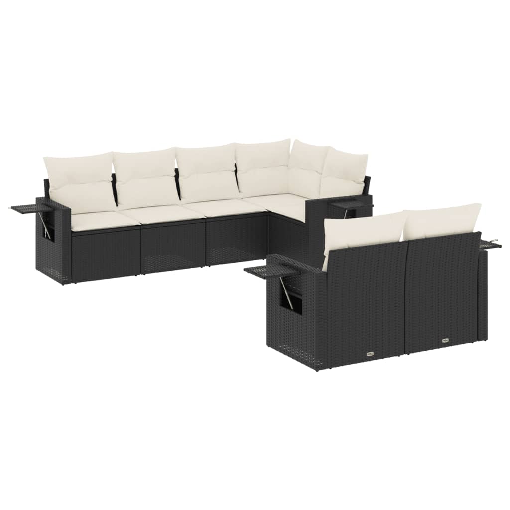 7-dijelni set vrtnih sofa od poliratana s jastucima crni Crna 85 x 62 x 69 cm