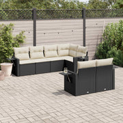 7-dijelni set vrtnih sofa od poliratana s jastucima crni Crna 85 x 62 x 69 cm