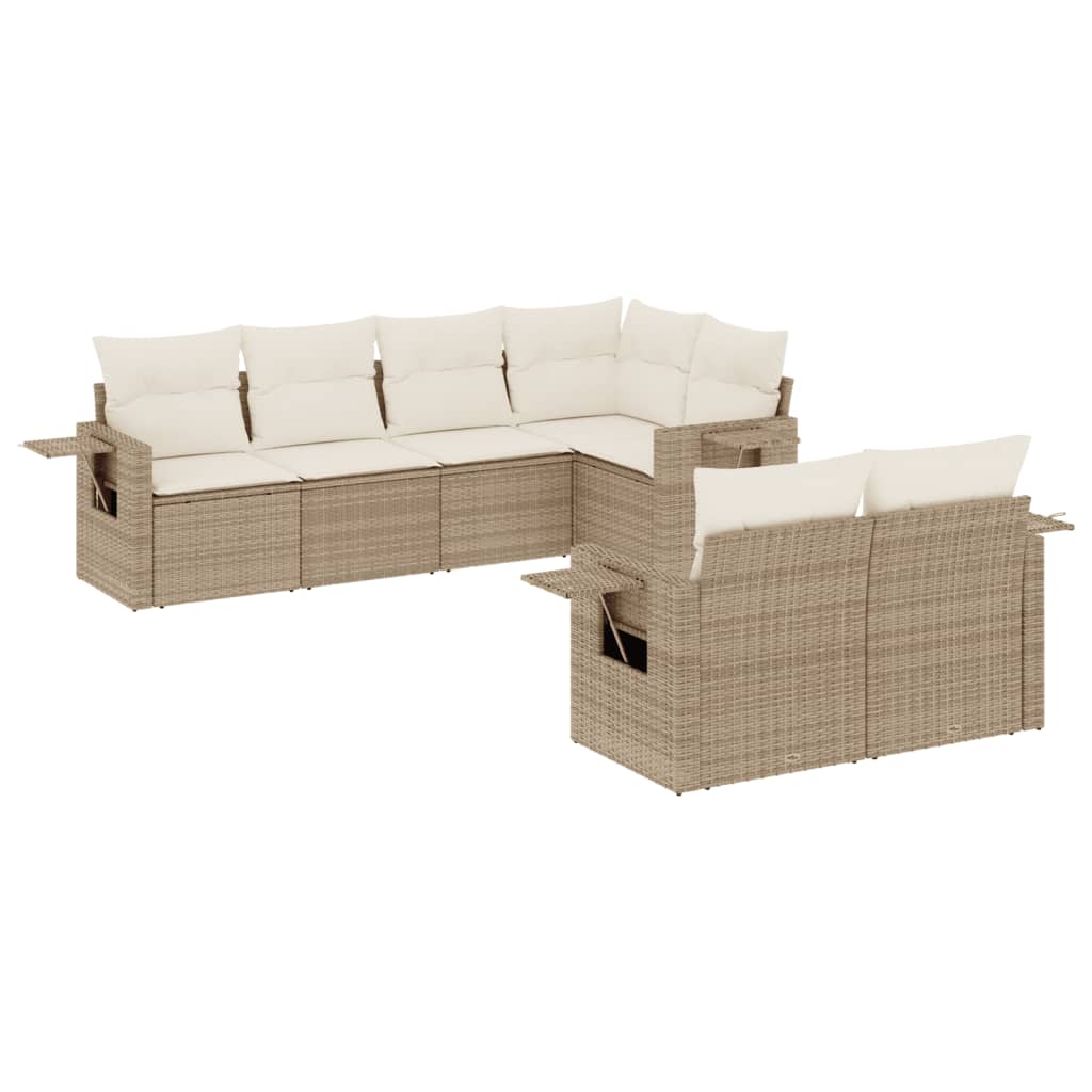 7-dijelni set vrtnih sofa od poliratana s jastucima bež 85 x 62 x 69 cm