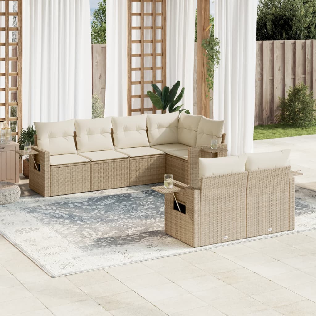 7-dijelni set vrtnih sofa od poliratana s jastucima bež 85 x 62 x 69 cm