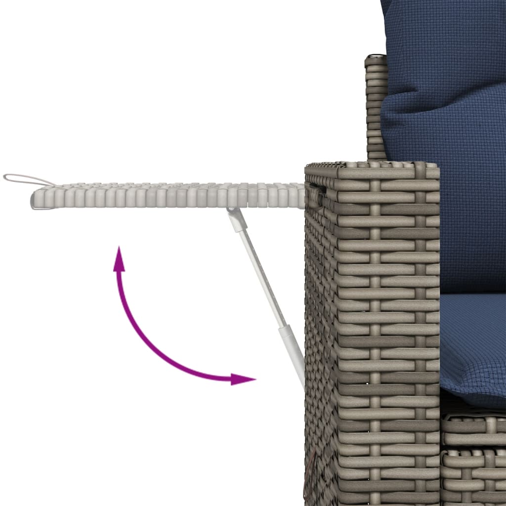 Vrtni set od 7 dijelova s jastucima, sivi poliratan