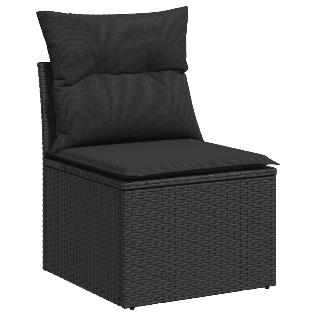 10-dijelni set vrtnih sofa s jastucima crni od poliratana Crna 85 x 62 x 69 cm