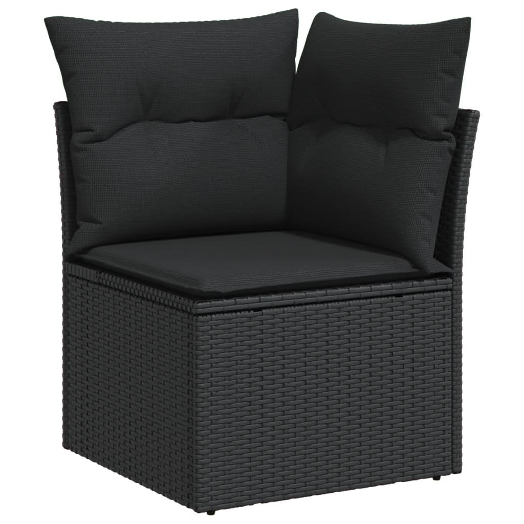 10-dijelni set vrtnih sofa s jastucima crni od poliratana Crna 85 x 62 x 69 cm