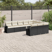 10-dijelni set vrtnih sofa s jastucima crni od poliratana Crna 85 x 62 x 69 cm