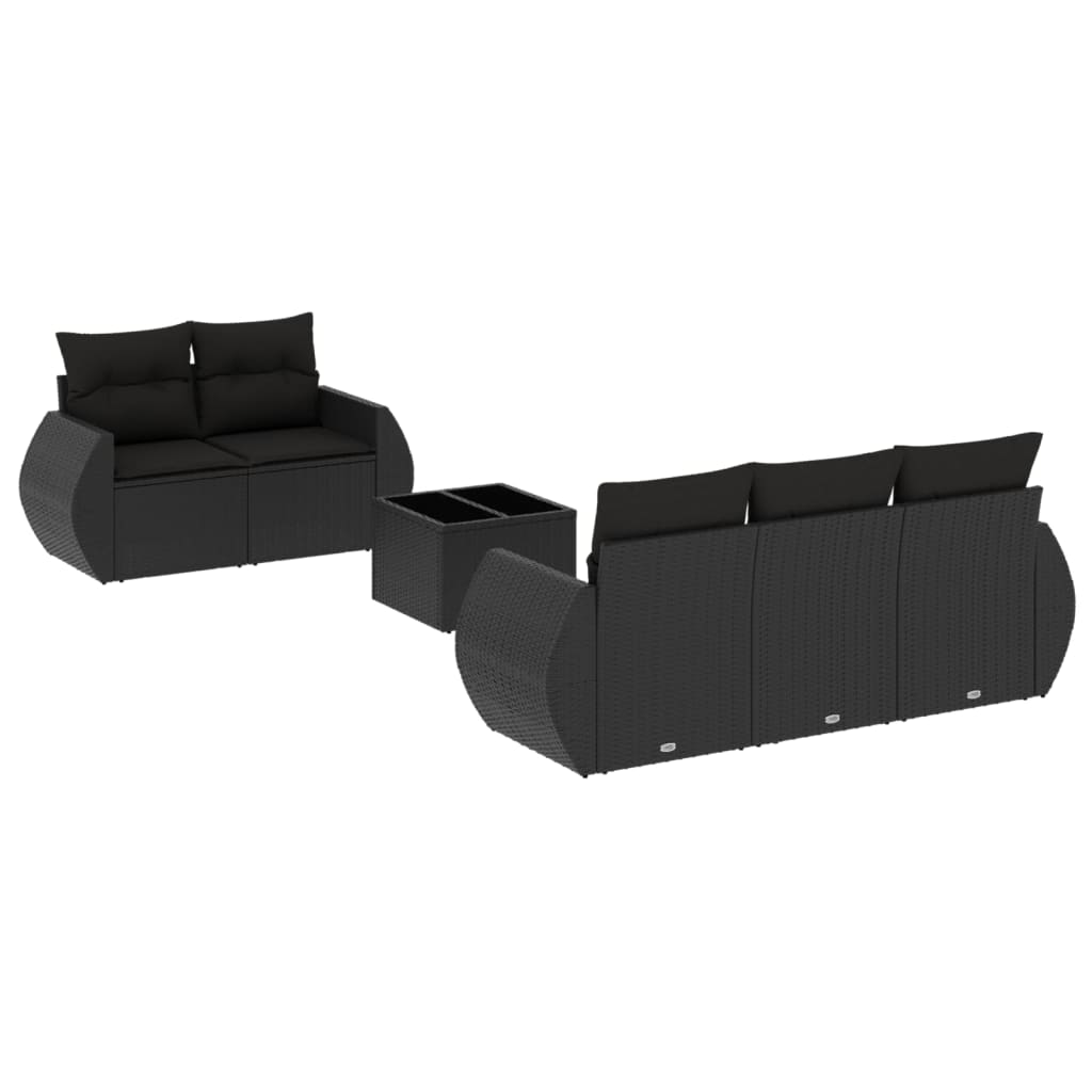 6-dijelni set vrtnih sofa s jastucima crni od poliratana Crna 70 x 62 x 69 cm