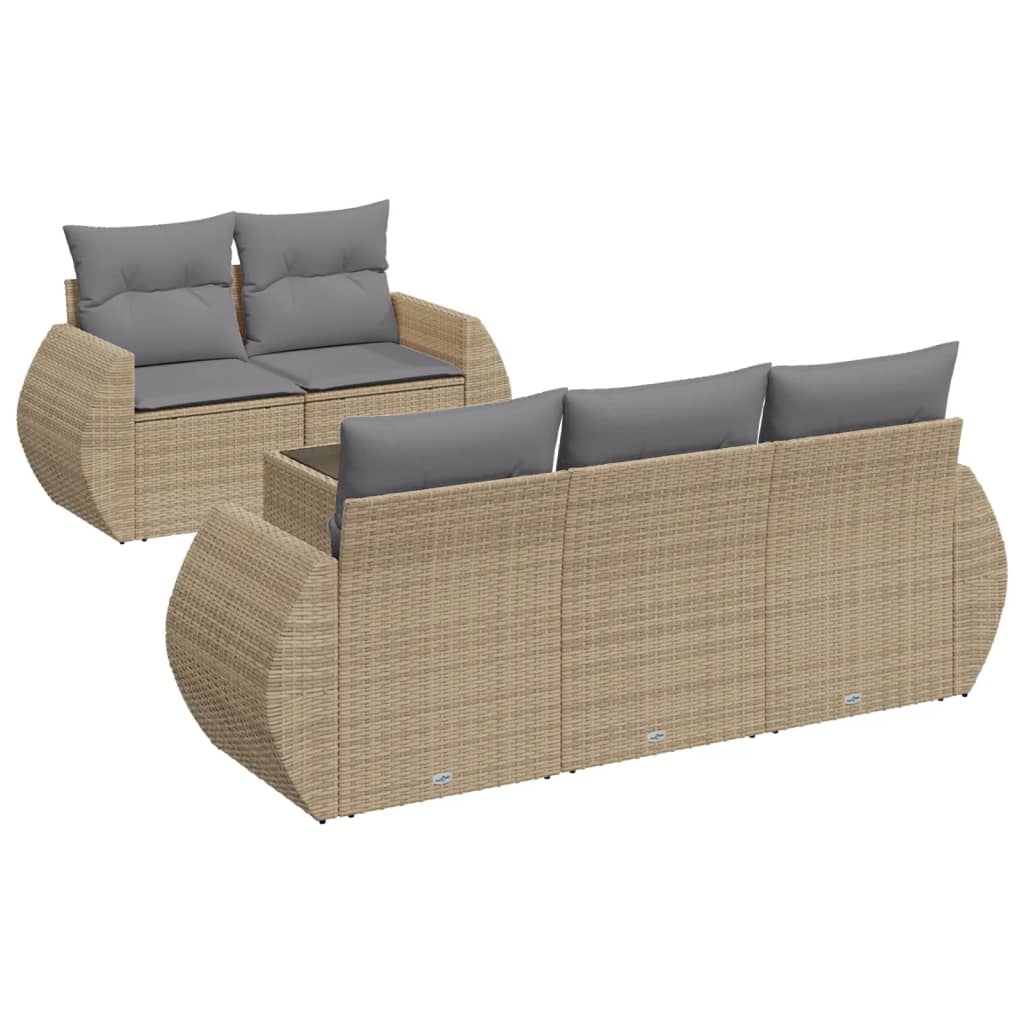 6-dijelni set vrtnih sofa s jastucima bež od poliratana 70 x 62 x 69 cm