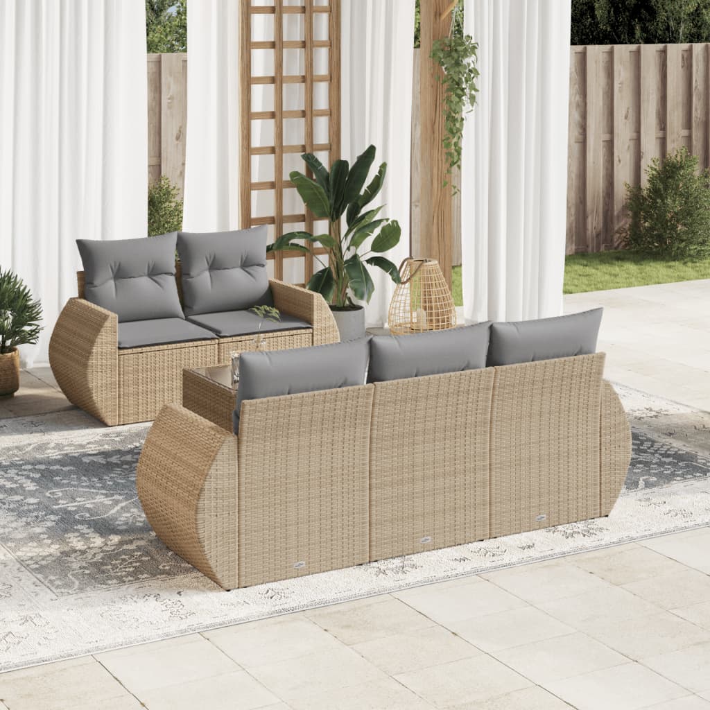 6-dijelni set vrtnih sofa s jastucima bež od poliratana 70 x 62 x 69 cm