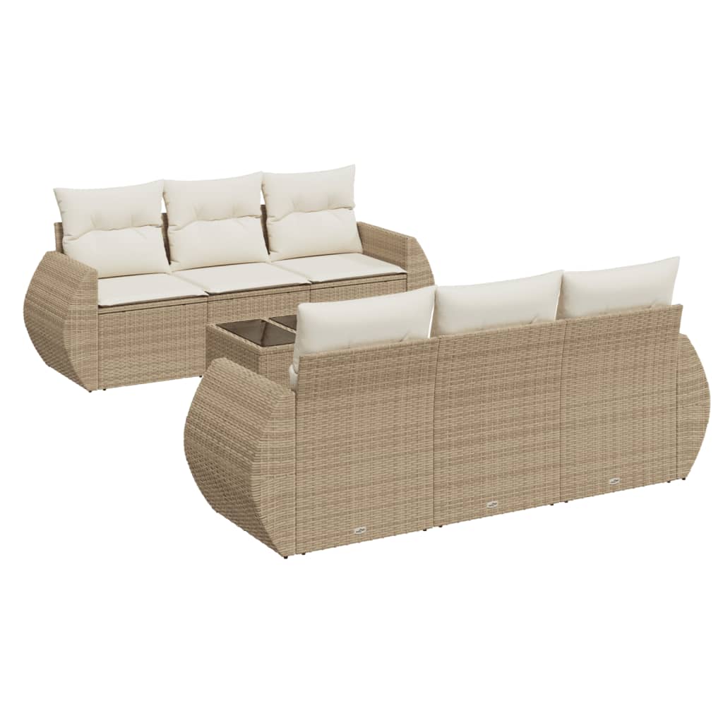 7-dijelni set vrtnih sofa od poliratana s jastucima bež 70 x 62 x 69 cm