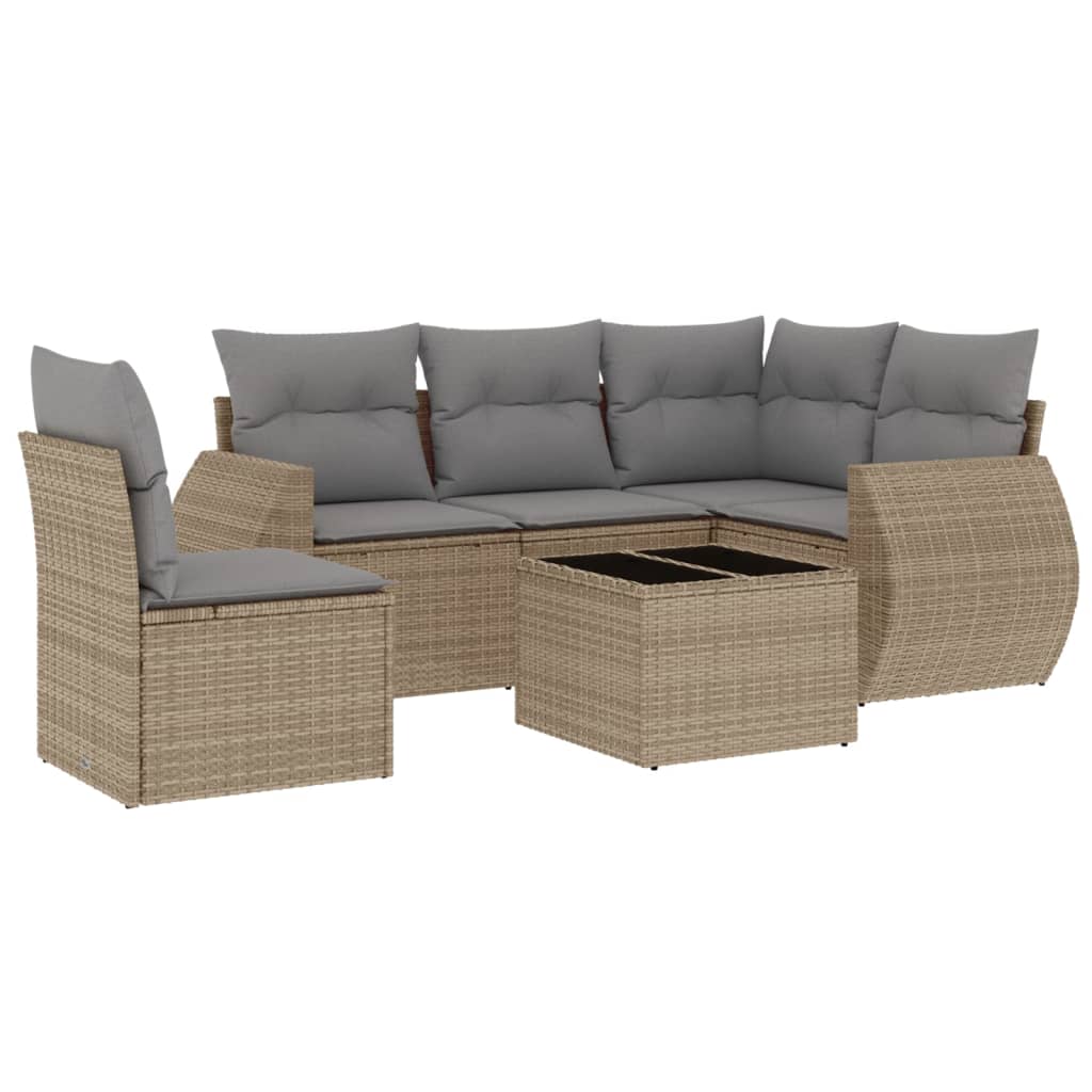 6-dijelni set vrtnih sofa s jastucima bež od poliratana 70 x 62 x 69 cm