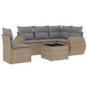6-dijelni set vrtnih sofa s jastucima bež od poliratana 70 x 62 x 69 cm