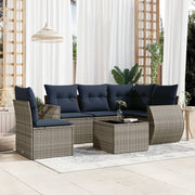 Vrtni set od 6 dijelova s jastucima, sivi poliratan Grey and blue