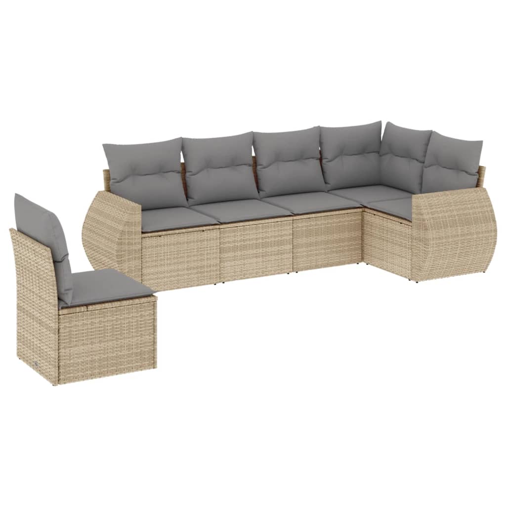 6-dijelni set vrtnih sofa s jastucima bež od poliratana 70 x 62 x 69 cm