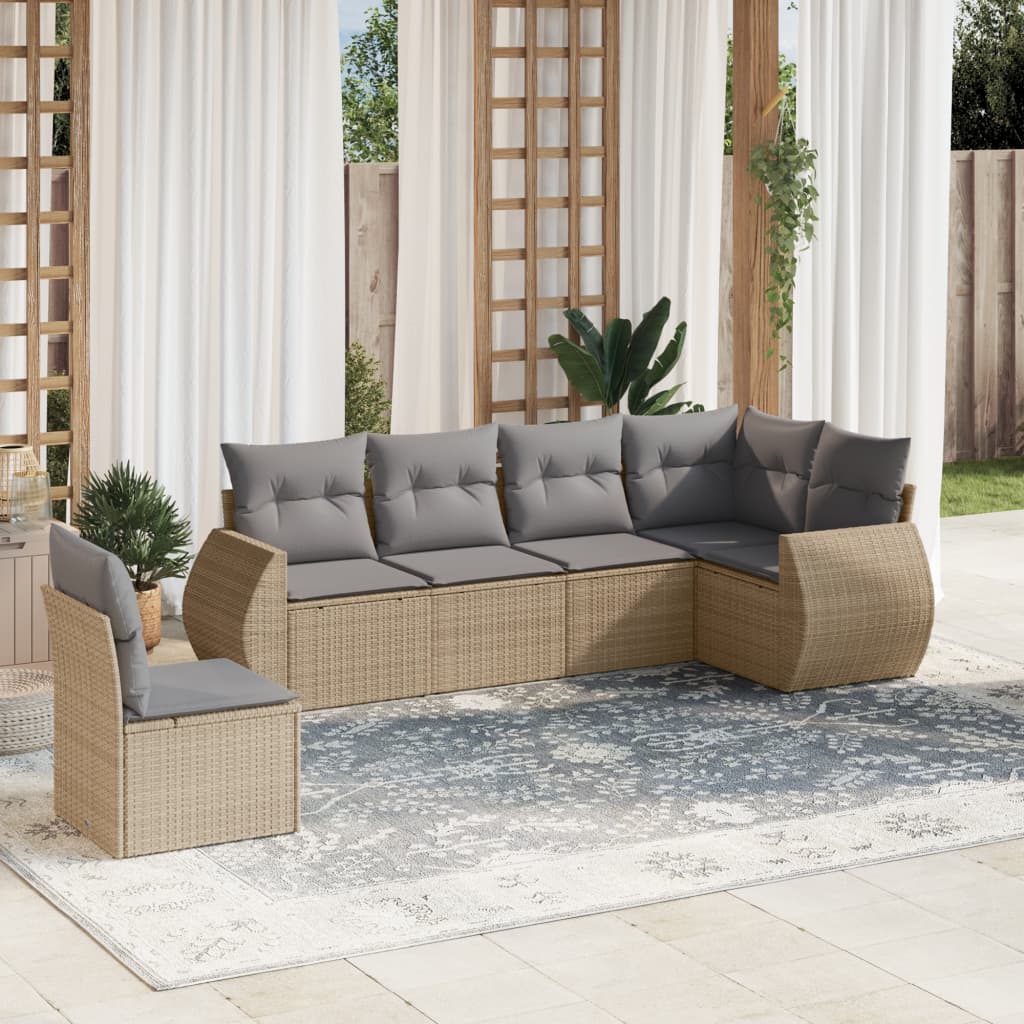 6-dijelni set vrtnih sofa s jastucima bež od poliratana 70 x 62 x 69 cm