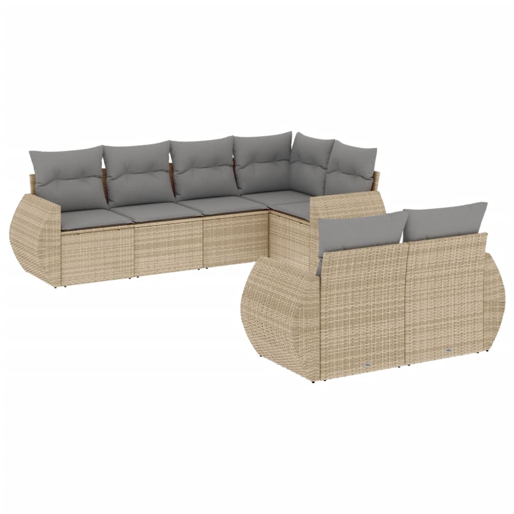 7-dijelni set vrtnih sofa od poliratana s jastucima bež 71 x 62 x 69 cm