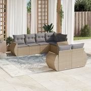 7-dijelni set vrtnih sofa od poliratana s jastucima bež 71 x 62 x 69 cm