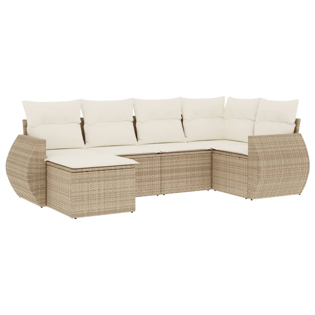 6-dijelni set vrtnih sofa s jastucima bež od poliratana 55 x 55 x 37 cm
