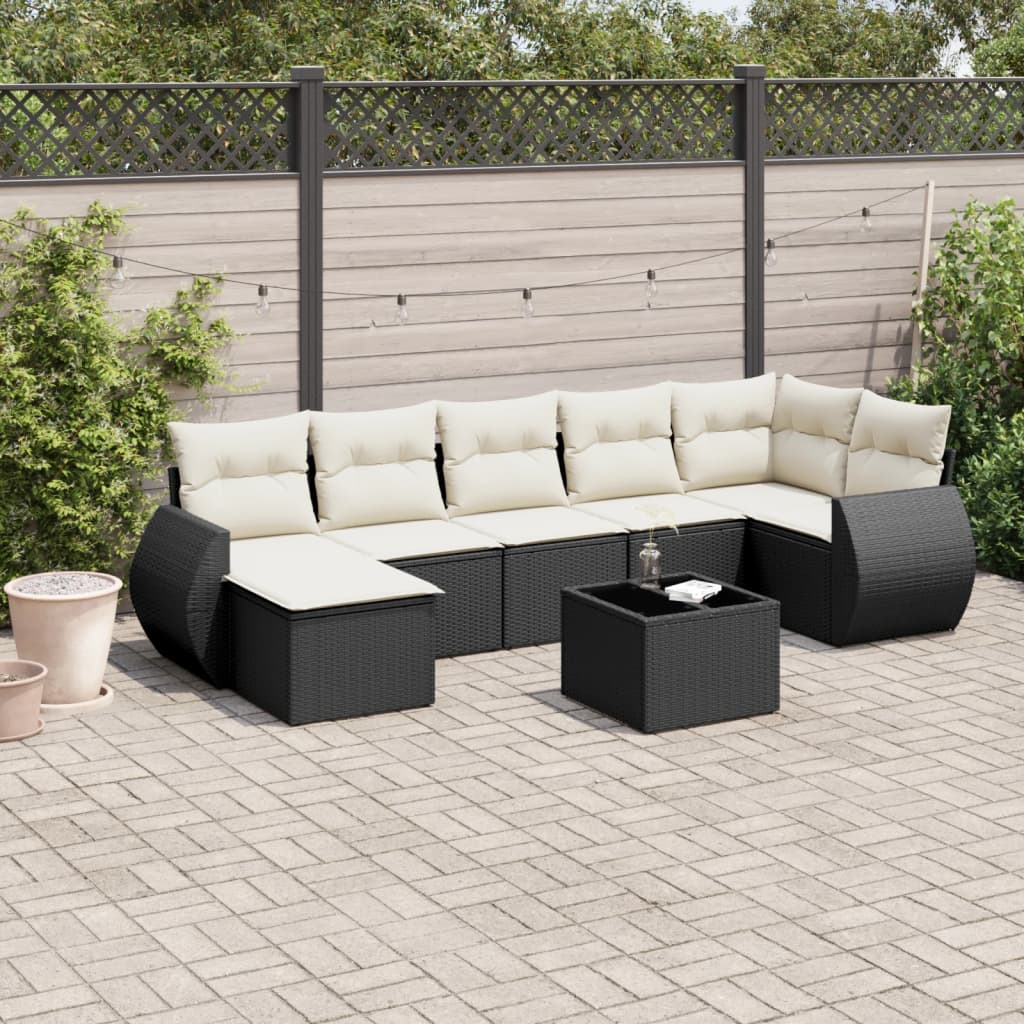 7-dijelni set vrtnih sofa od poliratana s jastucima crni Crna 71 x 62 x 69 cm