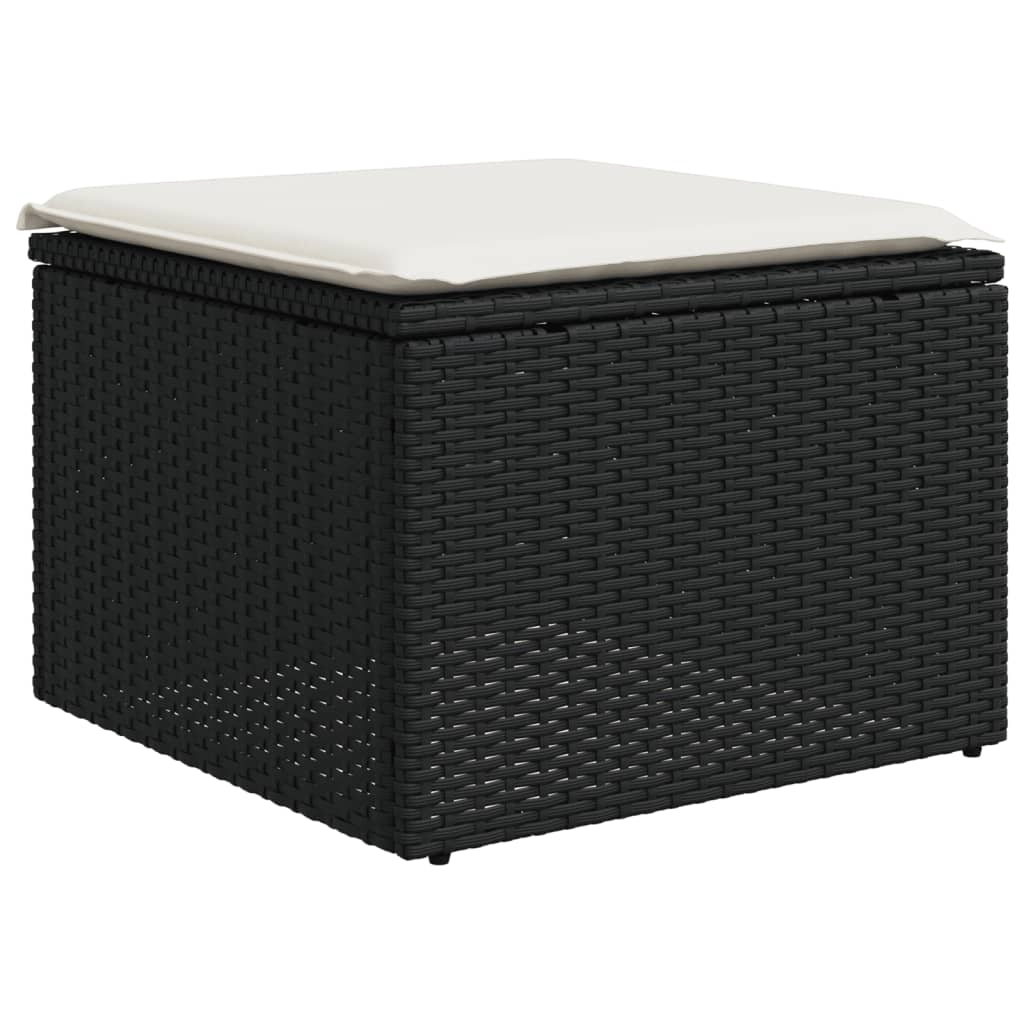 6-dijelni set vrtnih sofa s jastucima crni od poliratana Crna 55 x 55 x 37 cm