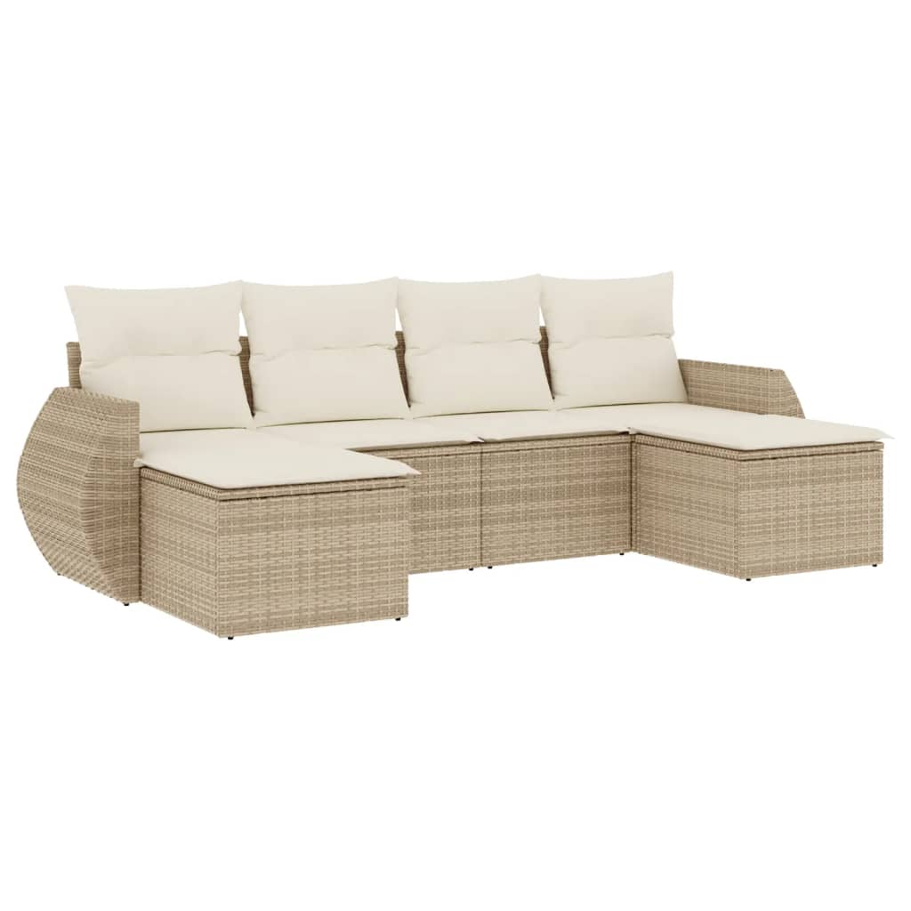 6-dijelni set vrtnih sofa s jastucima bež od poliratana 55 x 55 x 37 cm