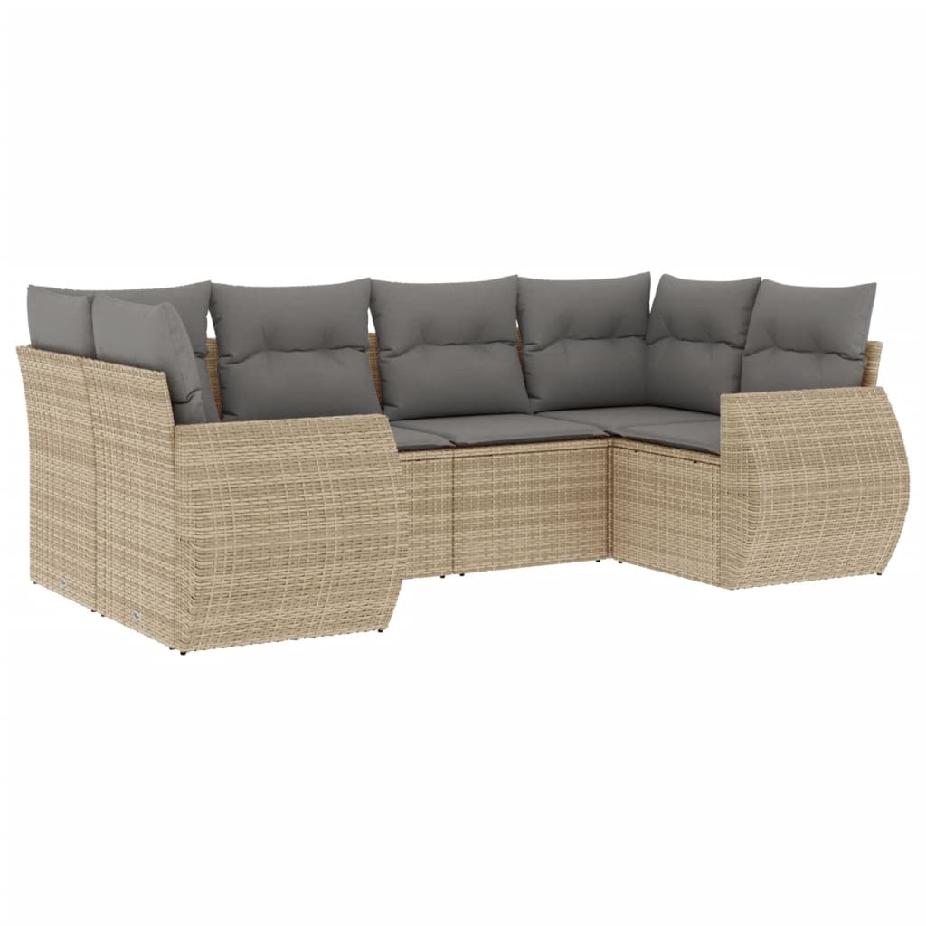 6-dijelni set vrtnih sofa s jastucima bež od poliratana 71 x 62 x 69 cm