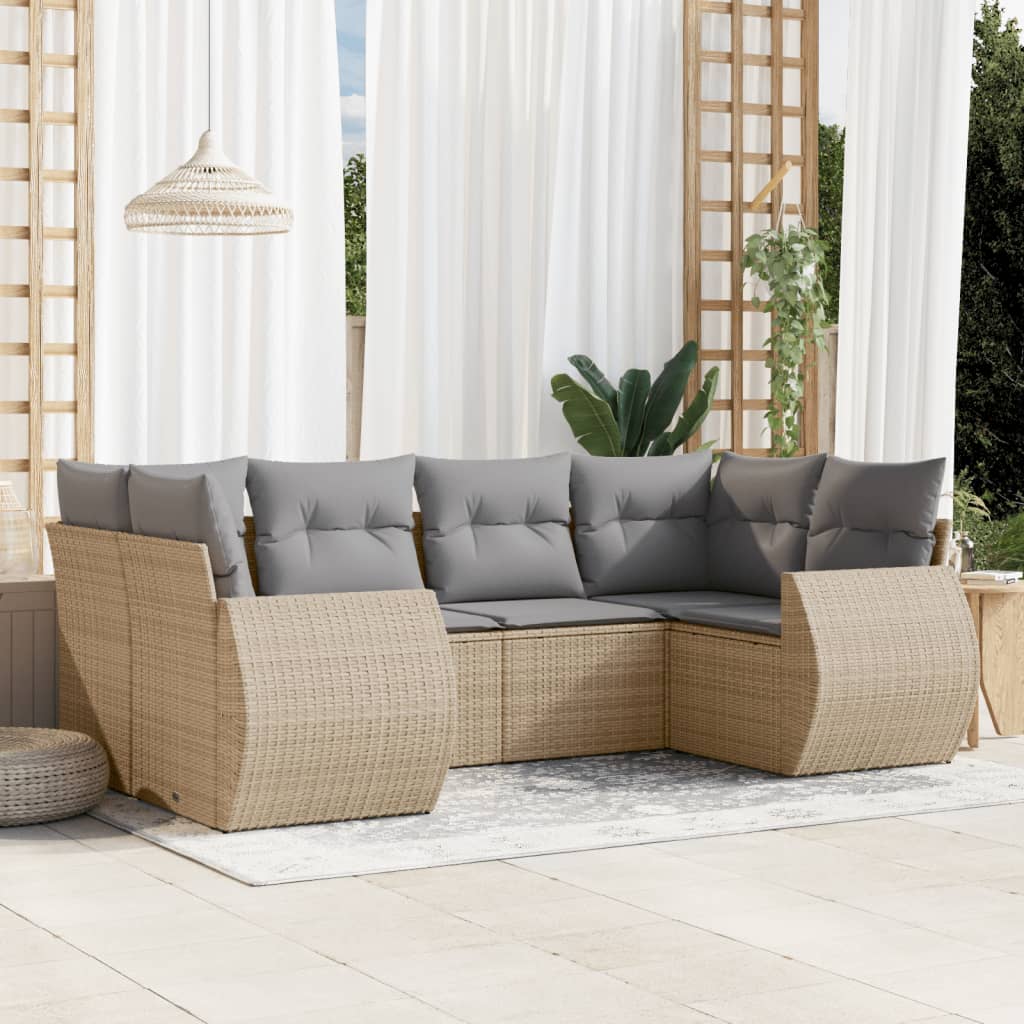 6-dijelni set vrtnih sofa s jastucima bež od poliratana 71 x 62 x 69 cm