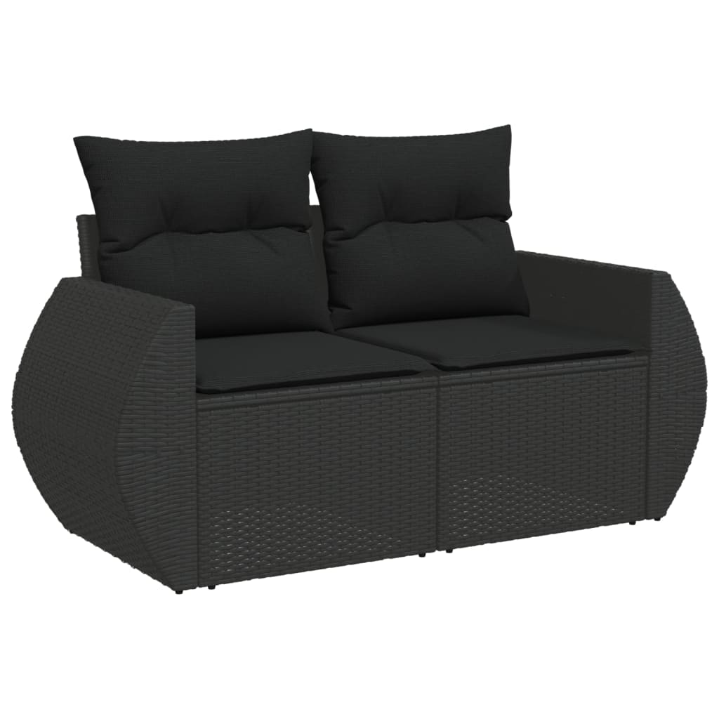 7-dijelni set vrtnih sofa od poliratana s jastucima crni Crna 71 x 62 x 69 cm