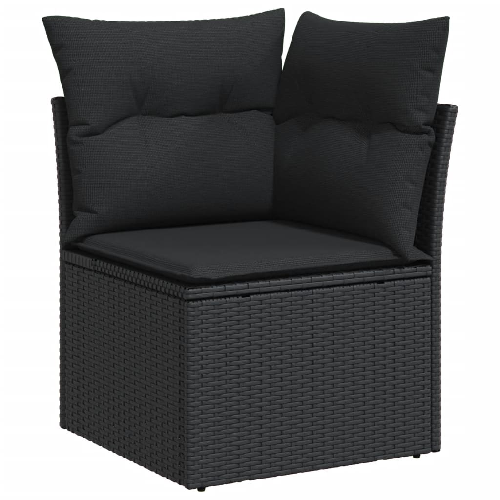 7-dijelni set vrtnih sofa od poliratana s jastucima crni Crna 71 x 62 x 69 cm