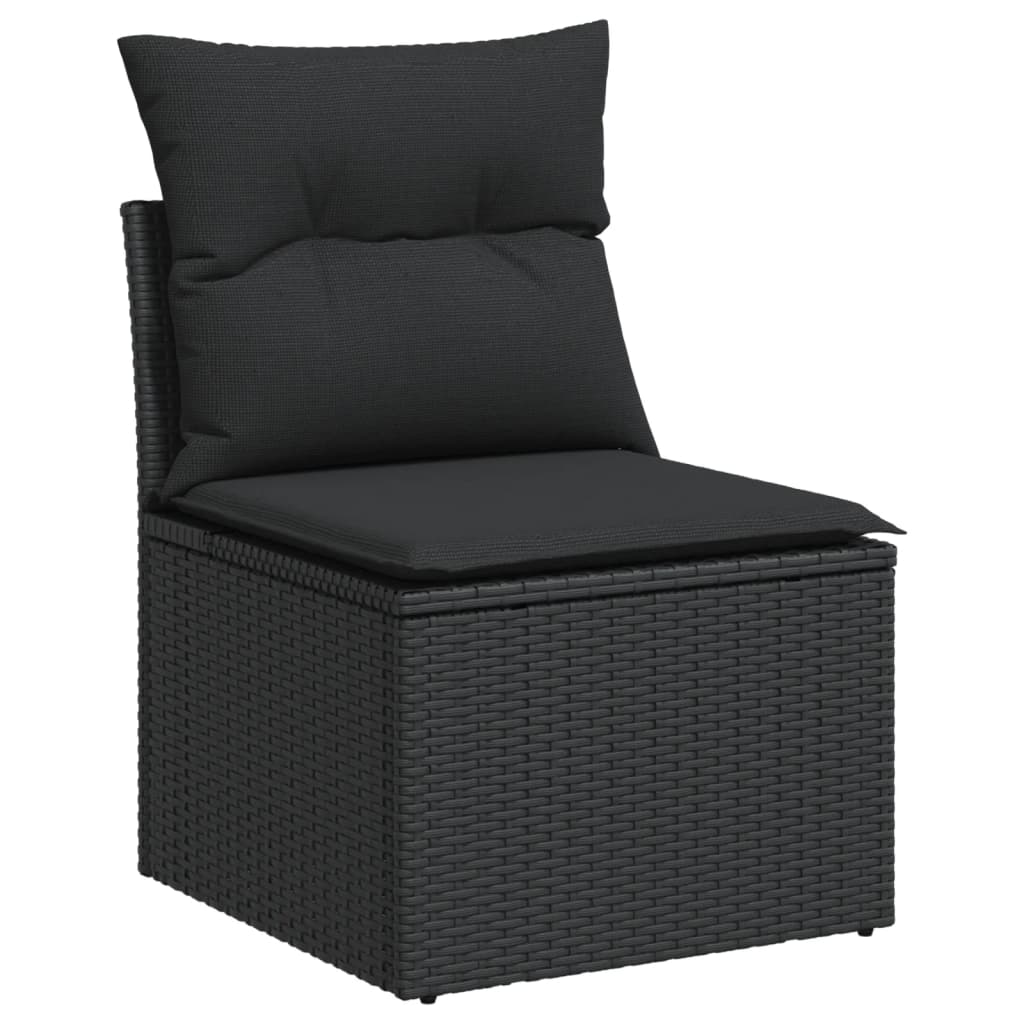 7-dijelni set vrtnih sofa od poliratana s jastucima crni Crna 71 x 62 x 69 cm