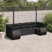 7-dijelni set vrtnih sofa od poliratana s jastucima crni Crna 71 x 62 x 69 cm