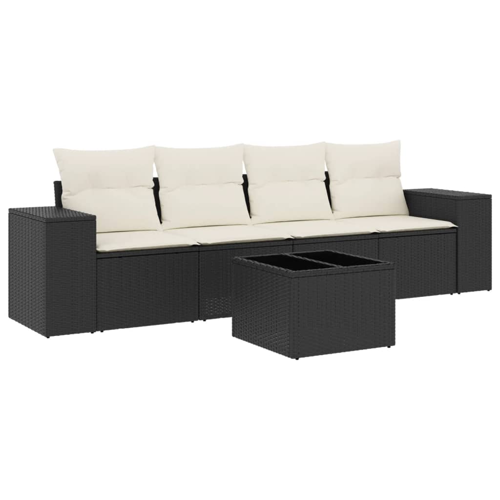 5-dijelna vrtna garnitura od poliratana s jastucima crna 55 x 55 x 37 cm