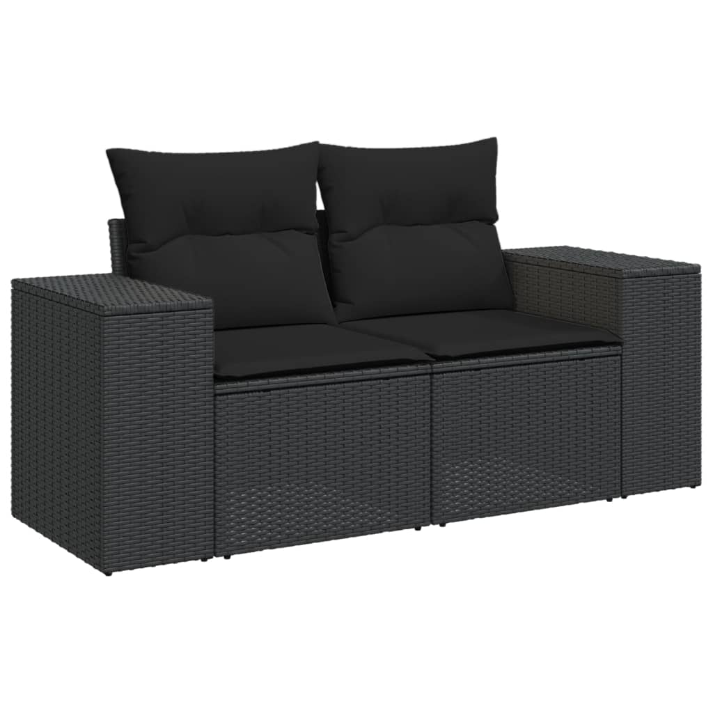 6-dijelni set vrtnih sofa s jastucima crni od poliratana Crna 93 x 62 x 69 cm